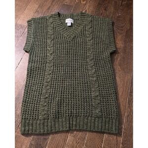 North Style Women's Green Cable Textured Sweater Size Medium